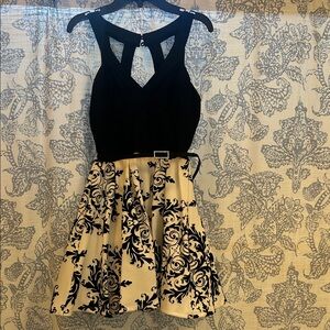 Crystal Doll Black and White Patterned Mini Dress